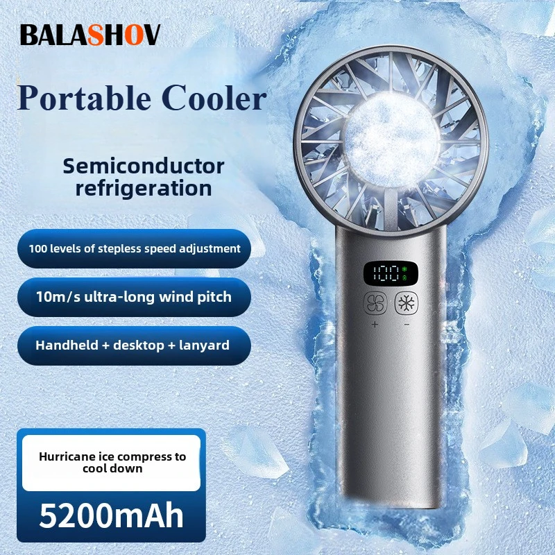Outdoor Camping Ventilator - アイスコンプレス高速冷却ファン ハンドヘルドファン USB充電式 ポータブルミニファン 折りたたみ式 旅行、キャンプ、アウトドアに最適