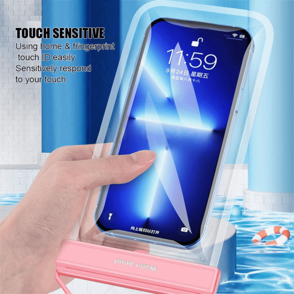 Dry Bag Waterproof - タッチスクリーン防水電話バッグソリッドカラーハンギングロープフローティング電話ドライカバーランヤード付きダイビングスキー水泳