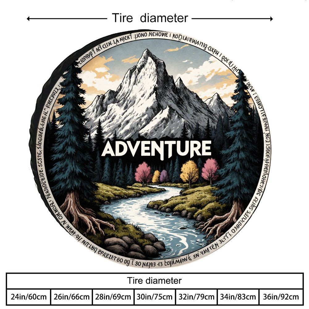 Outdoor Camping Adventures - ヴィンテージアウトドアアドベンチャーシェーニープリントタイヤカバー ポリエステル製耐摩耗性プロテクター 車両キャンプ用