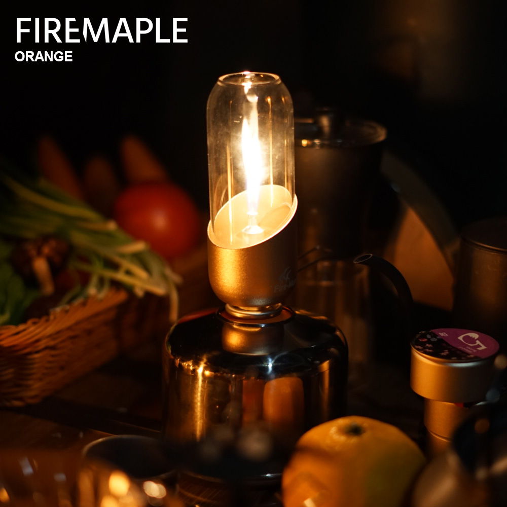 Outdoor Camping Outlet - Fire mapleオレンジガスランタン、キャンプ、ハイキング、バックパッキング用の屋外アイソブタンフューエルライト、ロマンティックビアンガスランプ