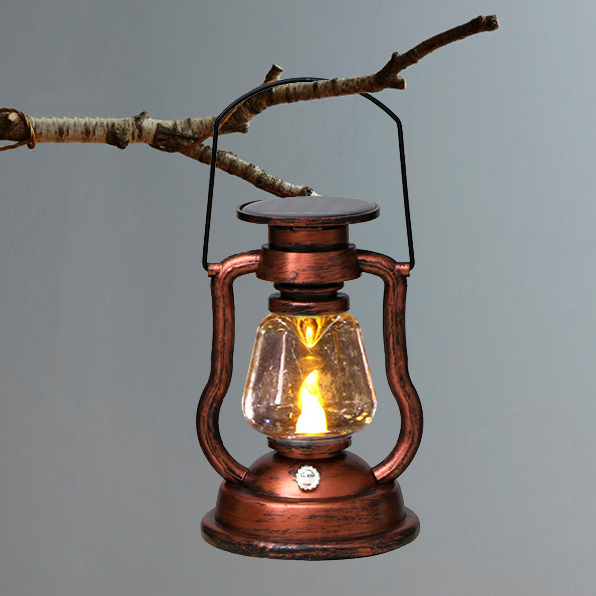Camping Solar Lantern - 雰囲気ライトレトロ LED ソーラーライトオイルランプちらつき炎のない屋外吊り下げランタンキャンプソーラーキャンドルライト装飾