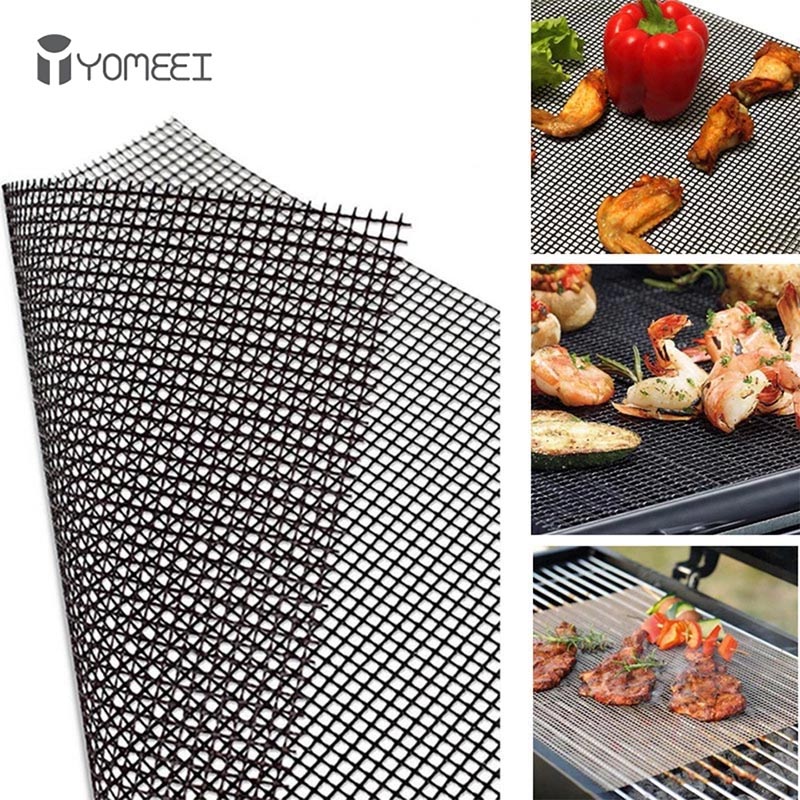 Outdoor Camping Mattress - Yomeei 1個バーベキューグリルマット格子状バーベキューマット再利用可能な熱抵抗グリルメッシュ屋外キャンプバーベキュー