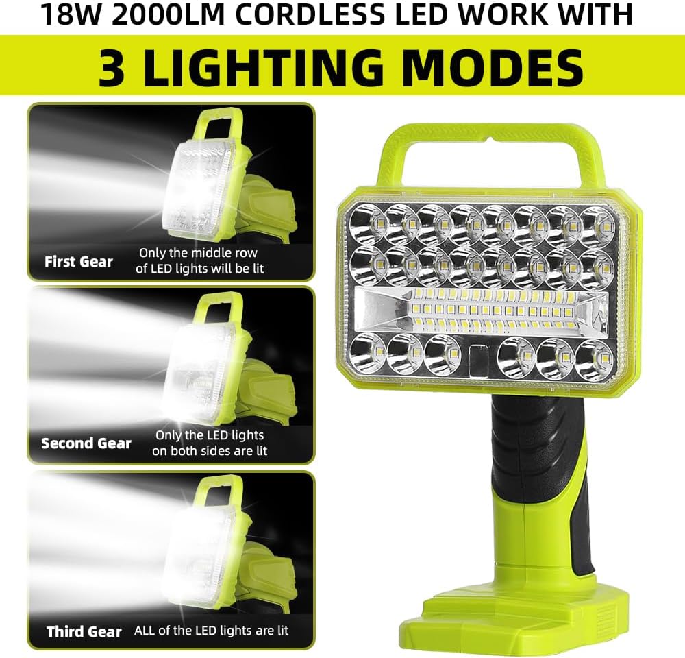 Outdoor Camping Jobs - 18W 2000LM コードレス LED 懐中電灯 リョービ