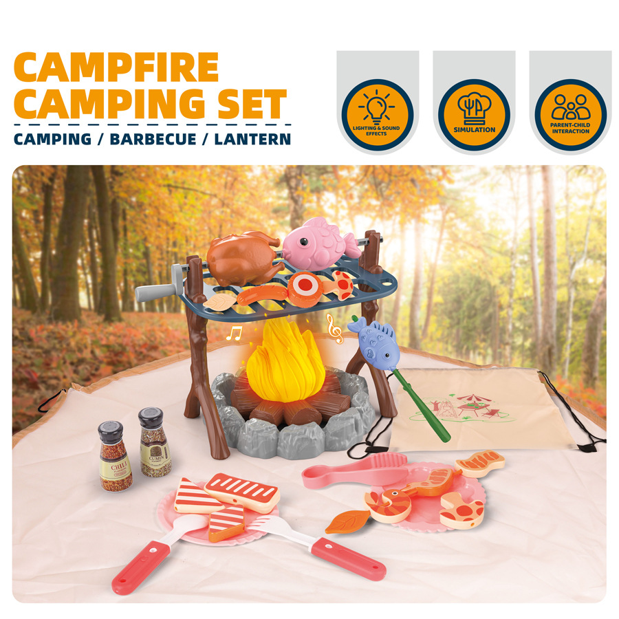 Outdoor Camping Adventures - 子供用アウトドアアドベンチャーツールセット キャンプファイヤーとテント付きシミュレーションキャンプおもちゃ ライトとサウンド付き 屋外誕生日やホリデーギフト