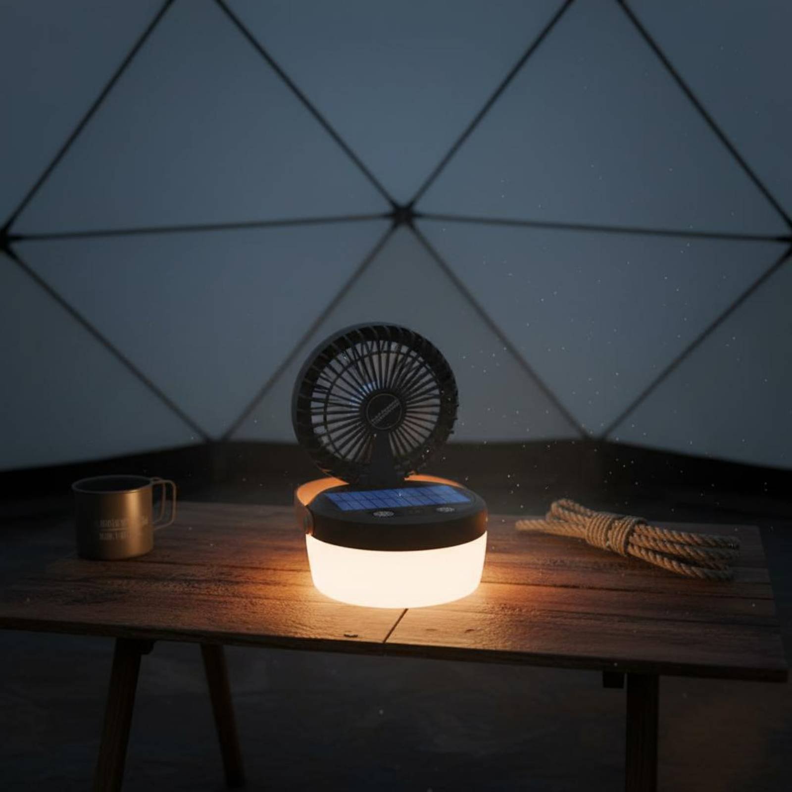 Camping Solar Lantern - ソーラーキャンプファンランタン折りたたみ式デザイン三機能キャンプランタンアウトドアギアキャンパー用吊り下げハンドル
