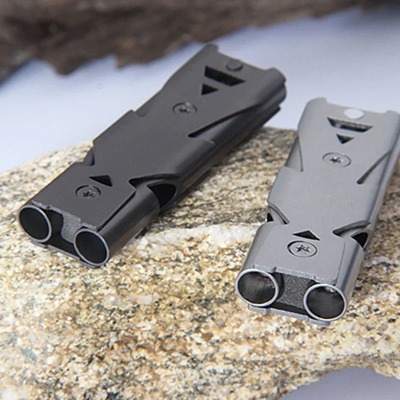 Outdoor Camping Youtube - ポータブルアルミニウム合金ホイッスル,緊急サバイバル機器,安全装置,キャンプ,屋外機器,180 db,ダブルチューブ