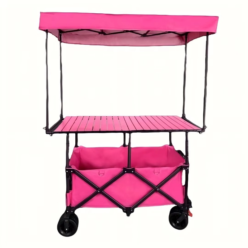 Outdoor Camping Folding Table - 折りたたみ式スチールテーブルトロリーカート屋台多色モバイルピクニックアウトドアキャンプポータブル