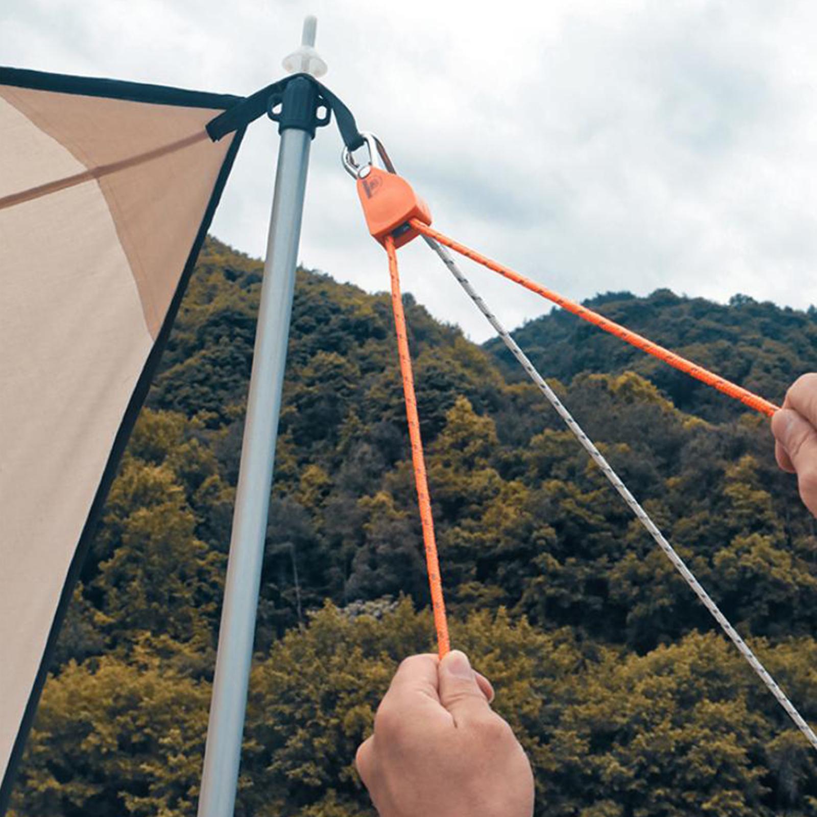 Outdoor Camping Guy - テントガイライン調整可能なラチェットロープハンガー反射テニショナーローププーリー屋外キャンプ用オーニング固定用