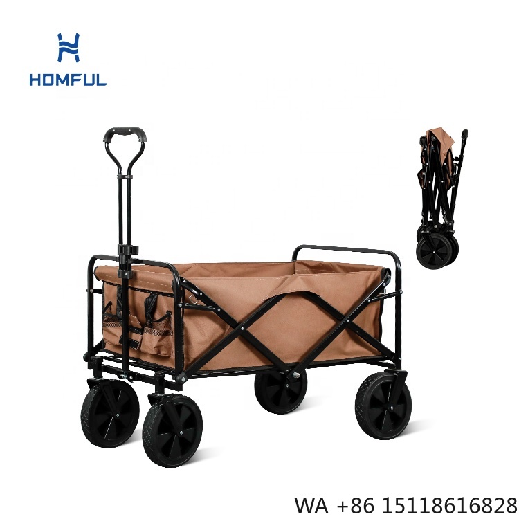 Outdoor Camping Furniture - HOMFUL釣り用ボラーワゴン折りたたみ式キャンプトロリーワゴンベビーカービーチカート砂浜用大型ホイール付き