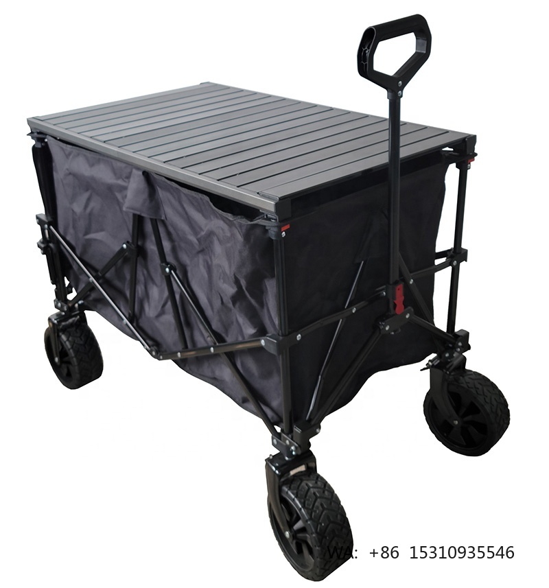Outdoor Camping Furniture - ODM卸売折りたたみ式ワゴン、調節可能なテーブル付き、220L容量、キャンプやアウトドア旅行用大型ホイールカート