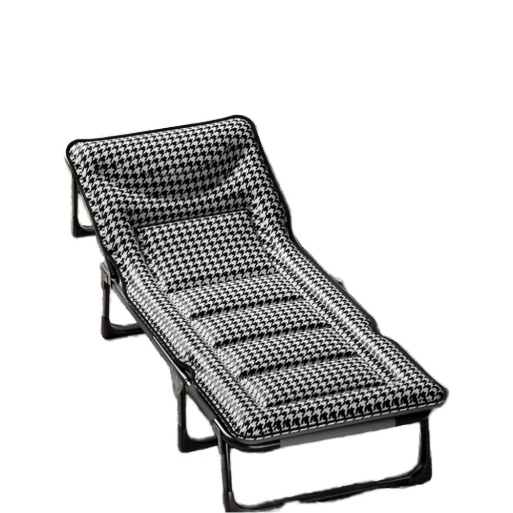 Outdoor Camping Mattress - モダンデザインの金属製調節可能折りたたみ式屋外キャンプ用コット、パッド入りマットレス付き、公園やゲストハウス用のポータブルシングルベッド