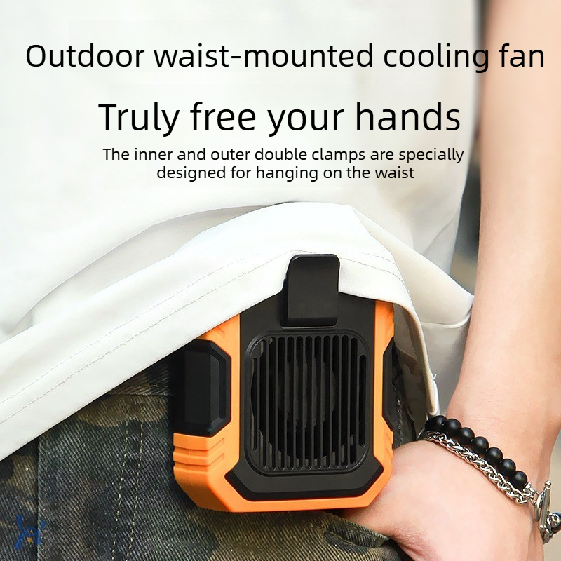 Outdoor Camping Ventilator - ウエストマウントクリップ式USB充電式ハンズフリー高速ポータブルミニ冷却ファン、屋外作業、キャンプ、旅行、スポーツに最適