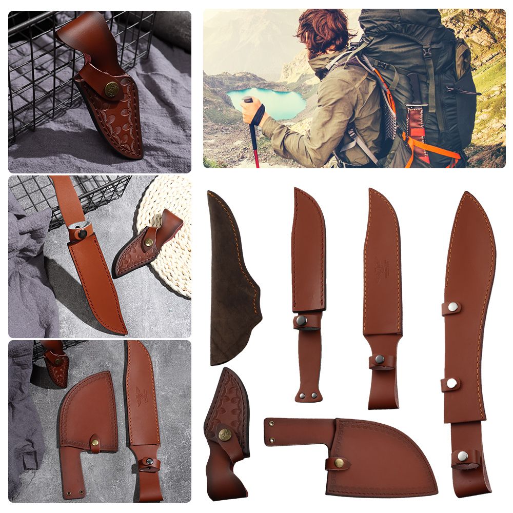 Camping Knife Multi-Tool - ブラウンレザーシースホルダーポケットハンティング懐中電灯ケースベルトループケースキャンプアウトドアキャリーフォールドナイフツール