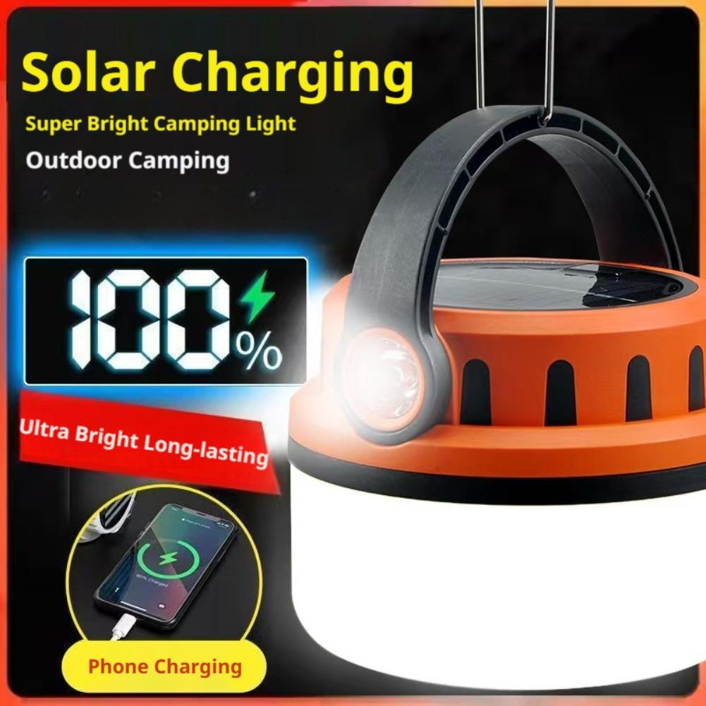 Camping Solar Lantern - 吊り下げフック付きソーラー充電式キャンプランタン、超長持ちLEDテントライト、屋外用緊急停電ランプ