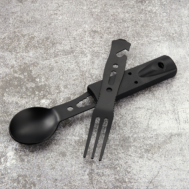 ステンレス製キャンプ用カトラリーセット、ホイッスル付き多機能 - Camping Knife Multi-Tool のレビューと価格