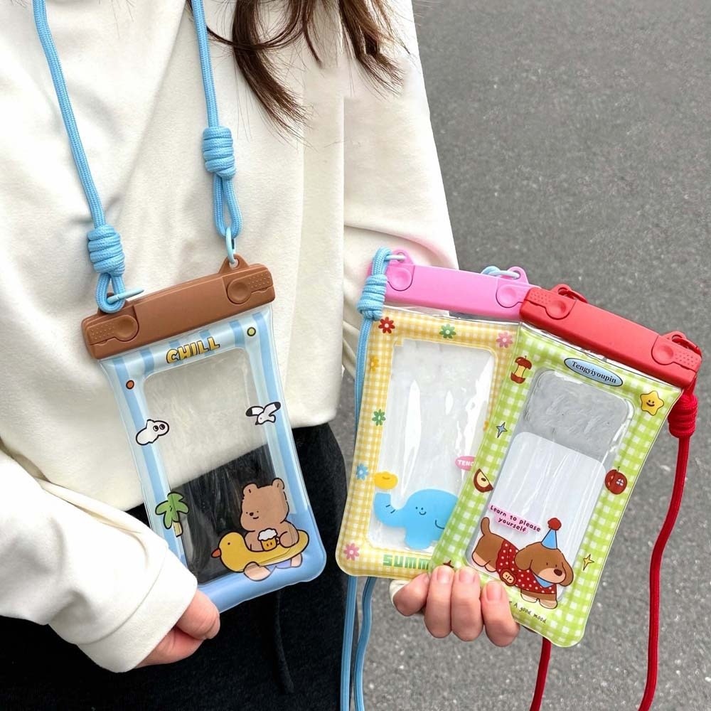 調節可能なストラップ防水電話ポーチ漫画の動物プリント軽量クロ - Dry Bag Waterproof のレビューと価格
