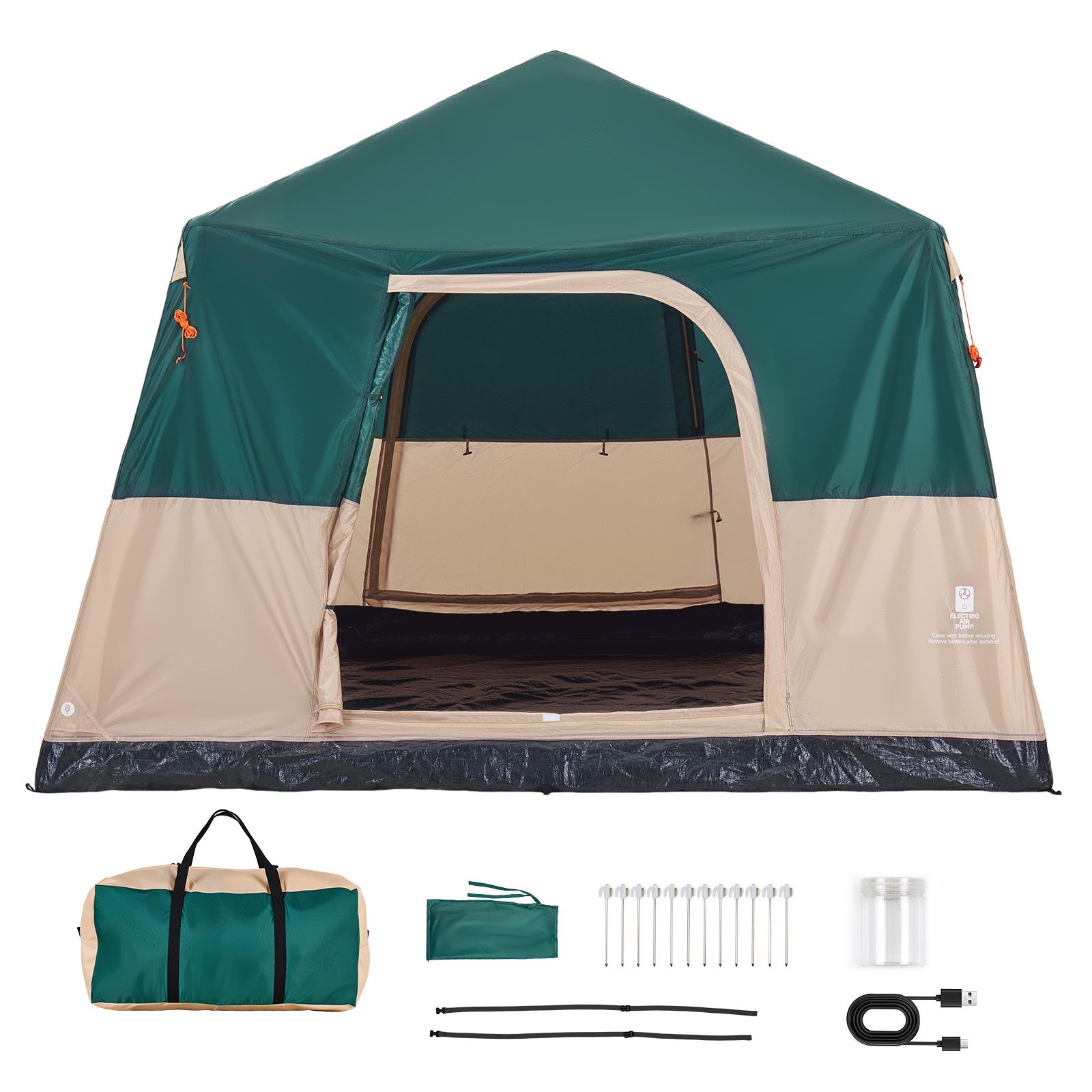 キャンプテント、6人用インフレータブルキャビンテント、充電式 - Outdoor Camping On Youtube のレビューと価格