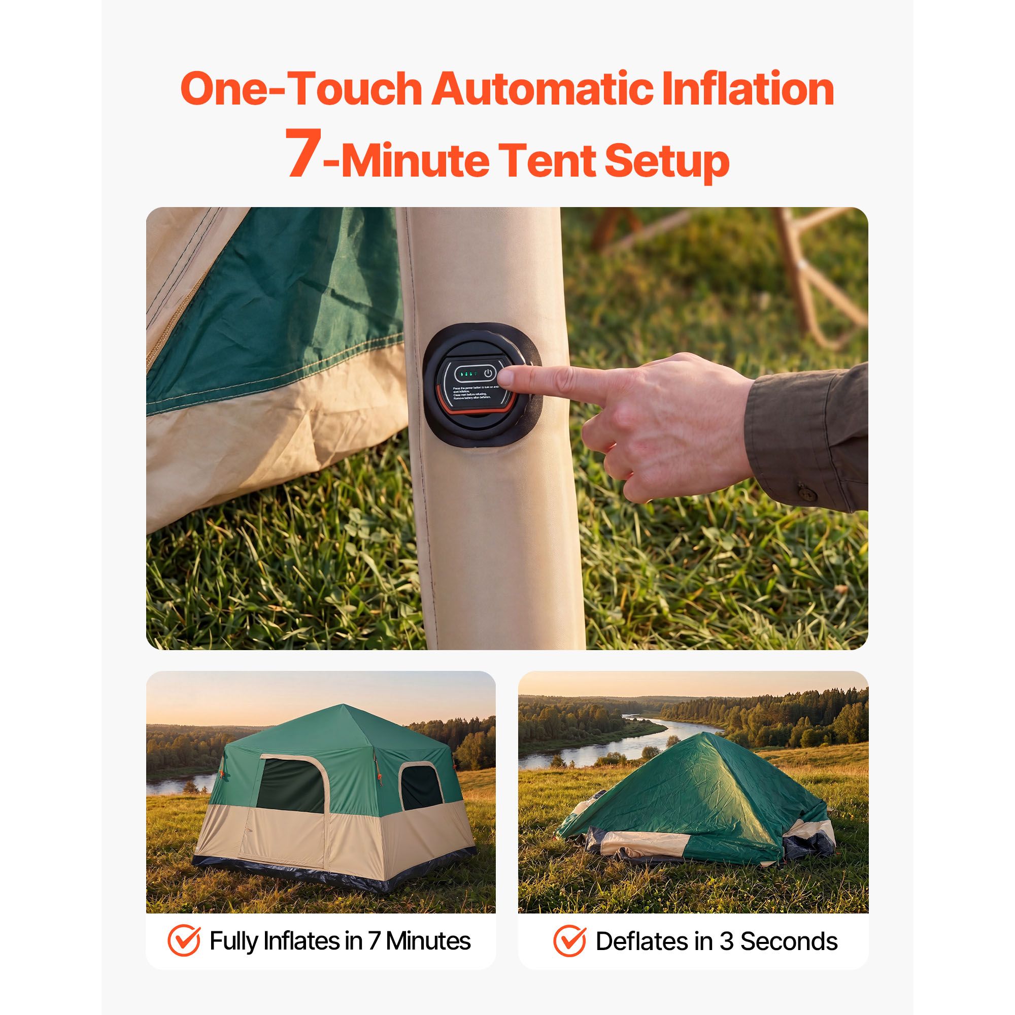 キャンプテント、6人用インフレータブルキャビンテント、充電式 - Outdoor Camping On Youtube のレビューと価格