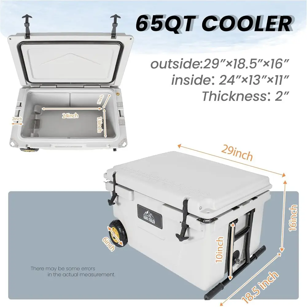 65クォートの白い頑丈な断熱ポータブルクーラー、6日間保冷可 - Outdoor Camping Jobs のレビューと価格