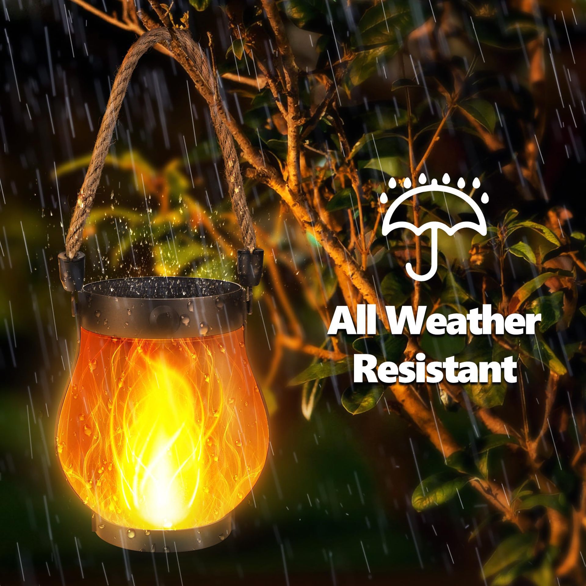 3D ゆらめくソーラーフレームロープランタン Type-C  - Camping Solar Lantern のレビューと価格