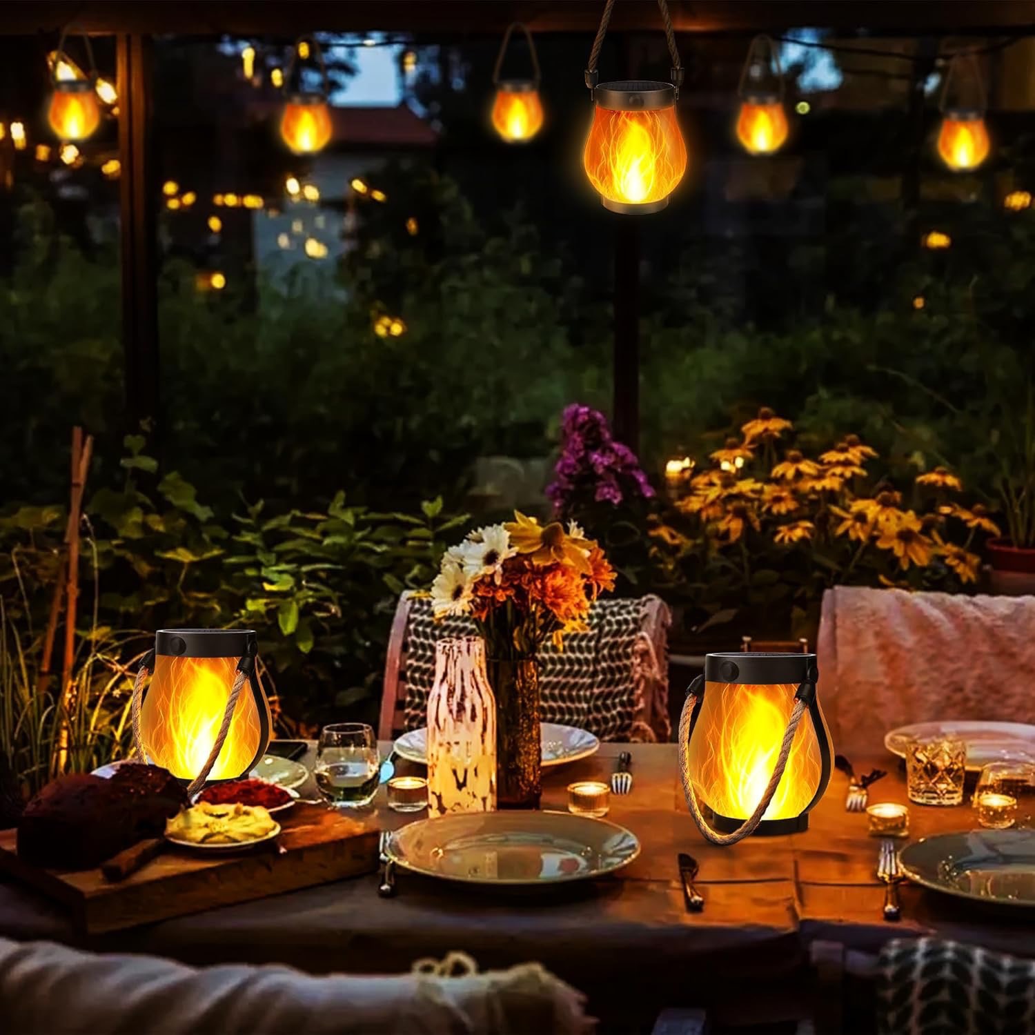 3D ゆらめくソーラーフレームロープランタン Type-C  - Camping Solar Lantern のレビューと価格