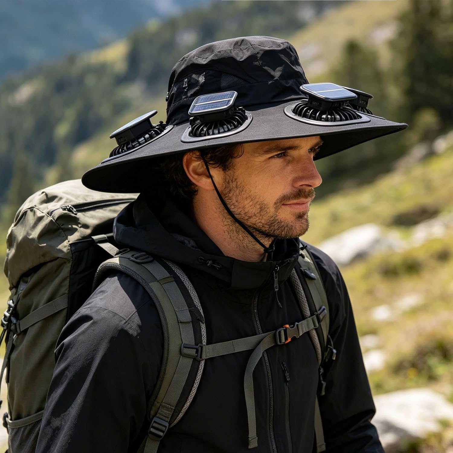 ホット6ファンソーラーファンハット通気性UVカットワイドブリ - Outdoor Camping Ventilator のレビューと価格