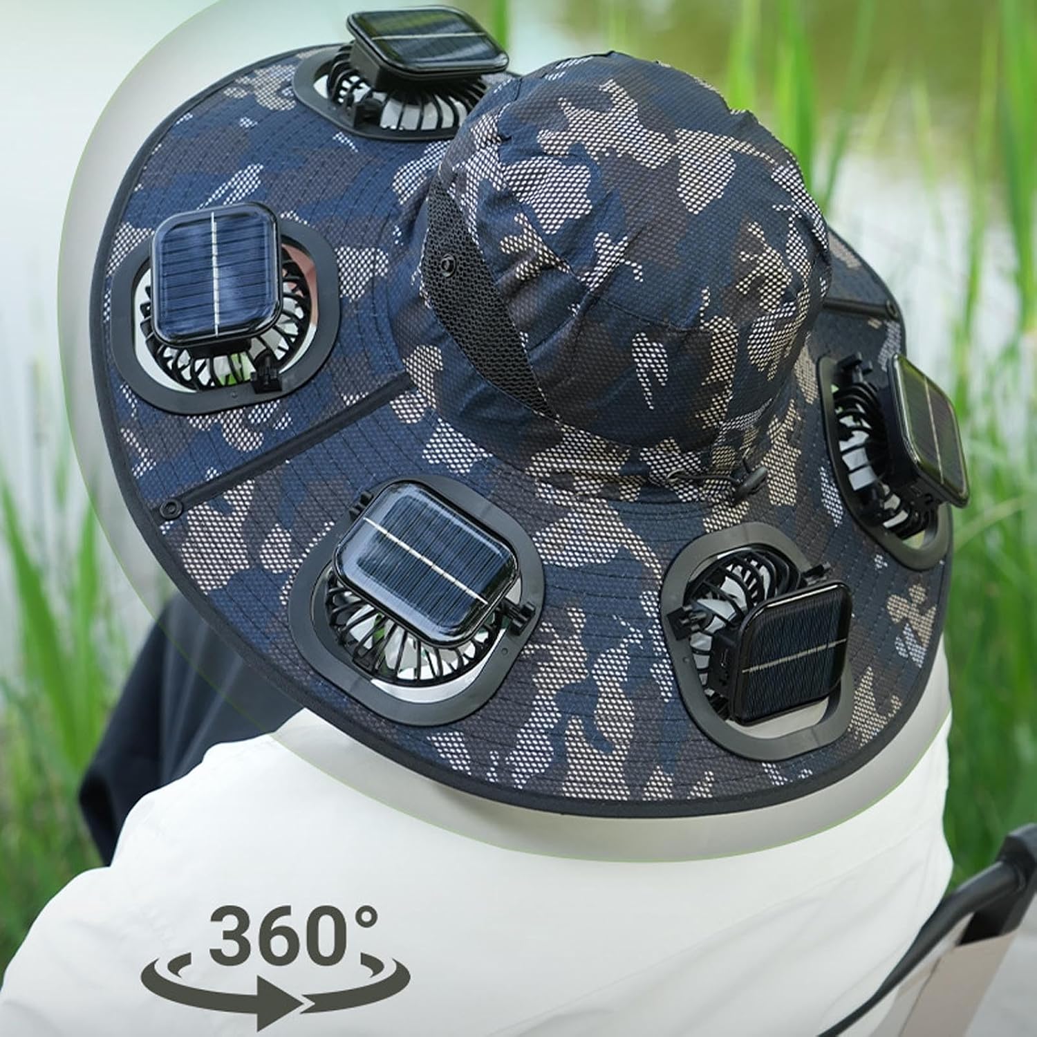 ホット6ファンソーラーファンハット通気性UVカットワイドブリ - Outdoor Camping Ventilator のレビューと価格