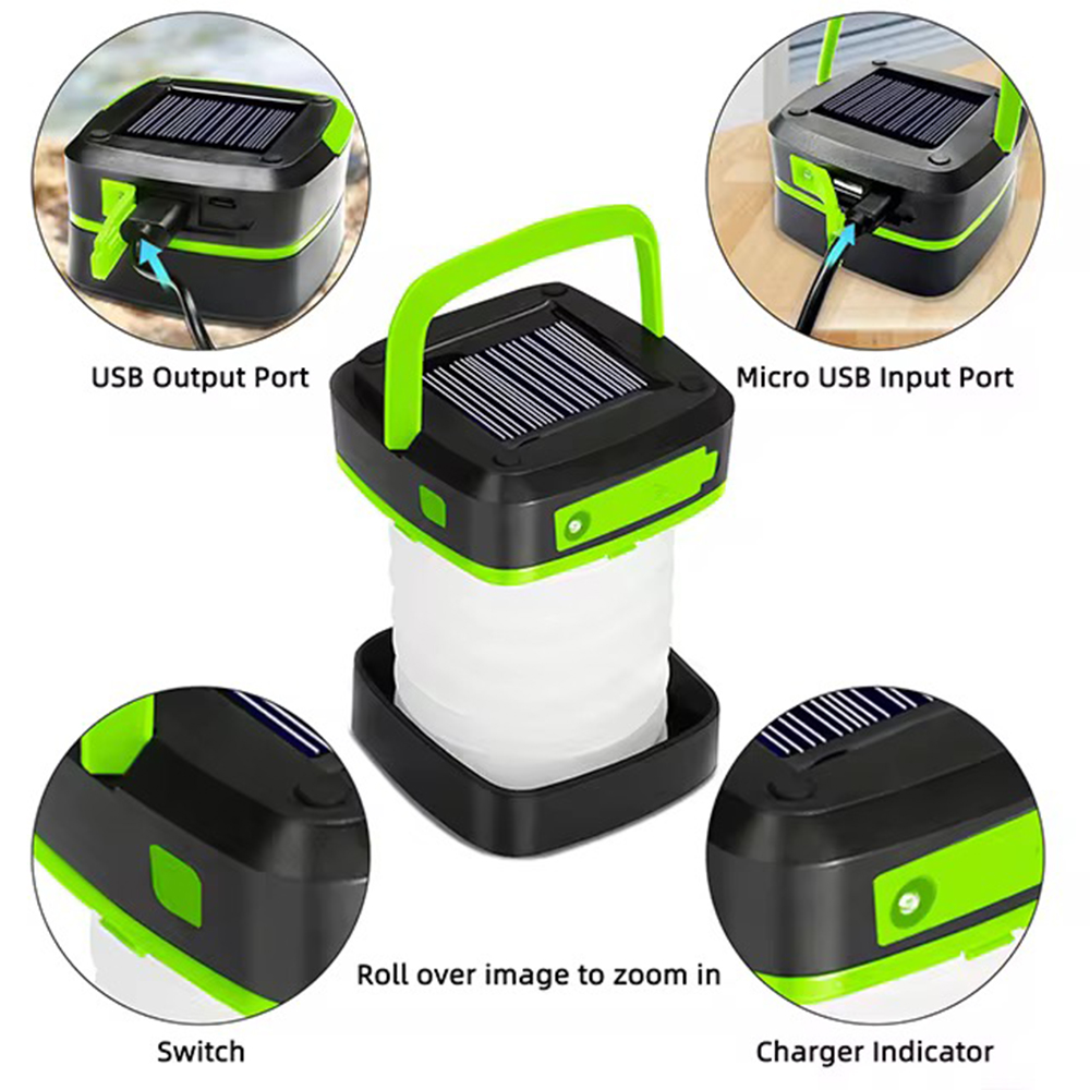 ブラック充電式ソーラーキャンプランタン - 3つの照明モード - Camping Solar Lantern のレビューと価格