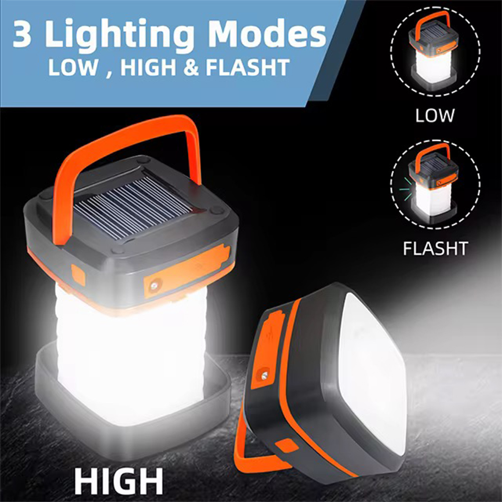 ブラック充電式ソーラーキャンプランタン - 3つの照明モード - Camping Solar Lantern のレビューと価格
