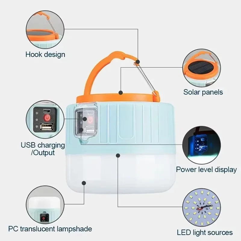 ソーラーキャンプランタン 充電式LEDポータブルワークライト - Camping Solar Lantern のレビューと価格