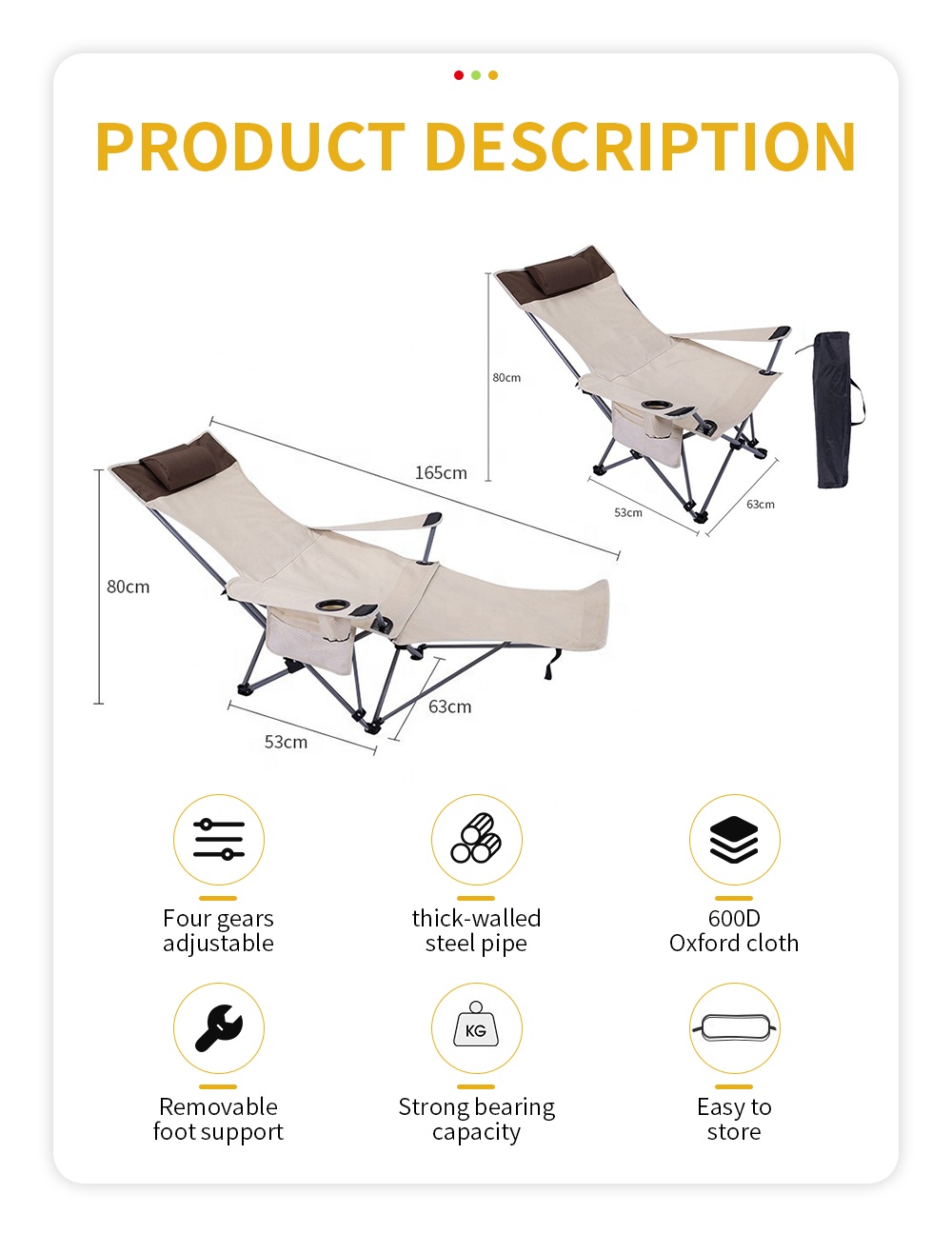 ポータブル折りたたみリクライニングチェア 軽量調節可能チェア - Outdoor Camping Furniture のレビューと価格