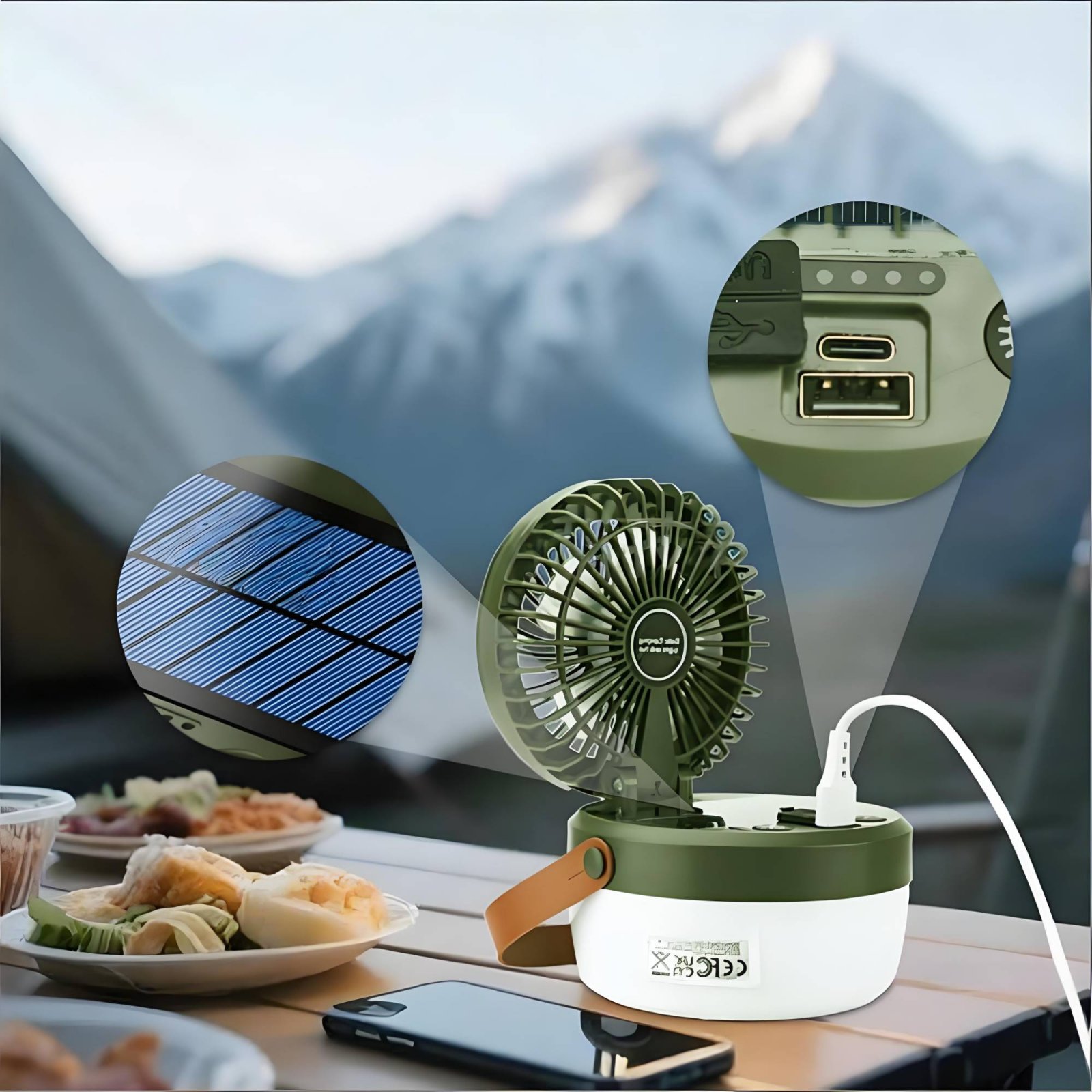 ソーラーキャンプファンランタン折りたたみ式デザイン三機能キャ - Camping Solar Lantern のレビューと価格