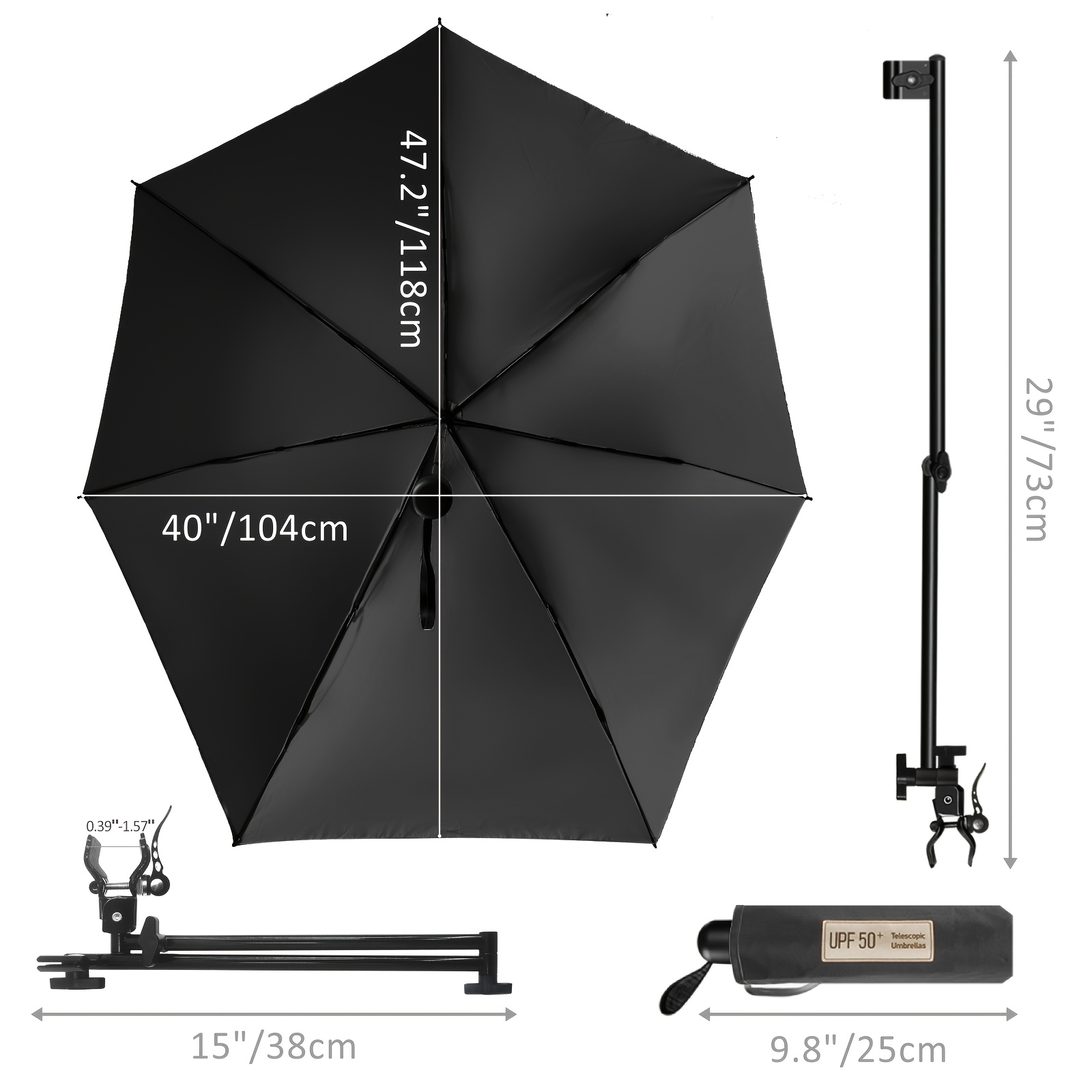 UPF 50+ クランプオンチェア傘、360 °   回転式 - Outdoor Camping On Youtube のレビューと価格