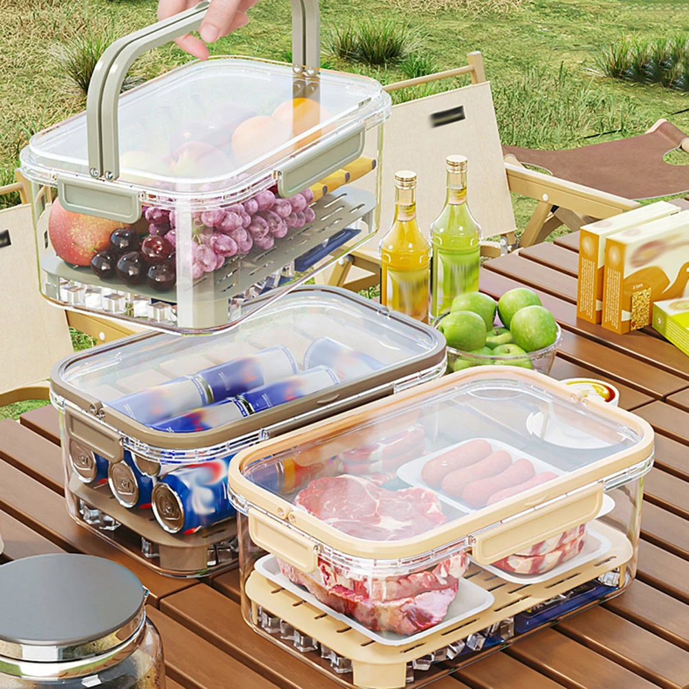ポータブル食品保存容器 大容量 気密鮮度ボックス 排水プレー - Outdoor Camping Storage Box のレビューと価格