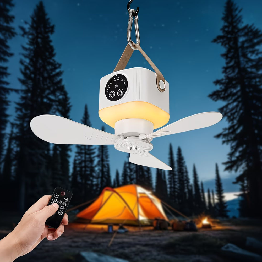 ポータブルシーリングファン ライト付き 3600/7200m - Outdoor Camping Ventilator のレビューと価格