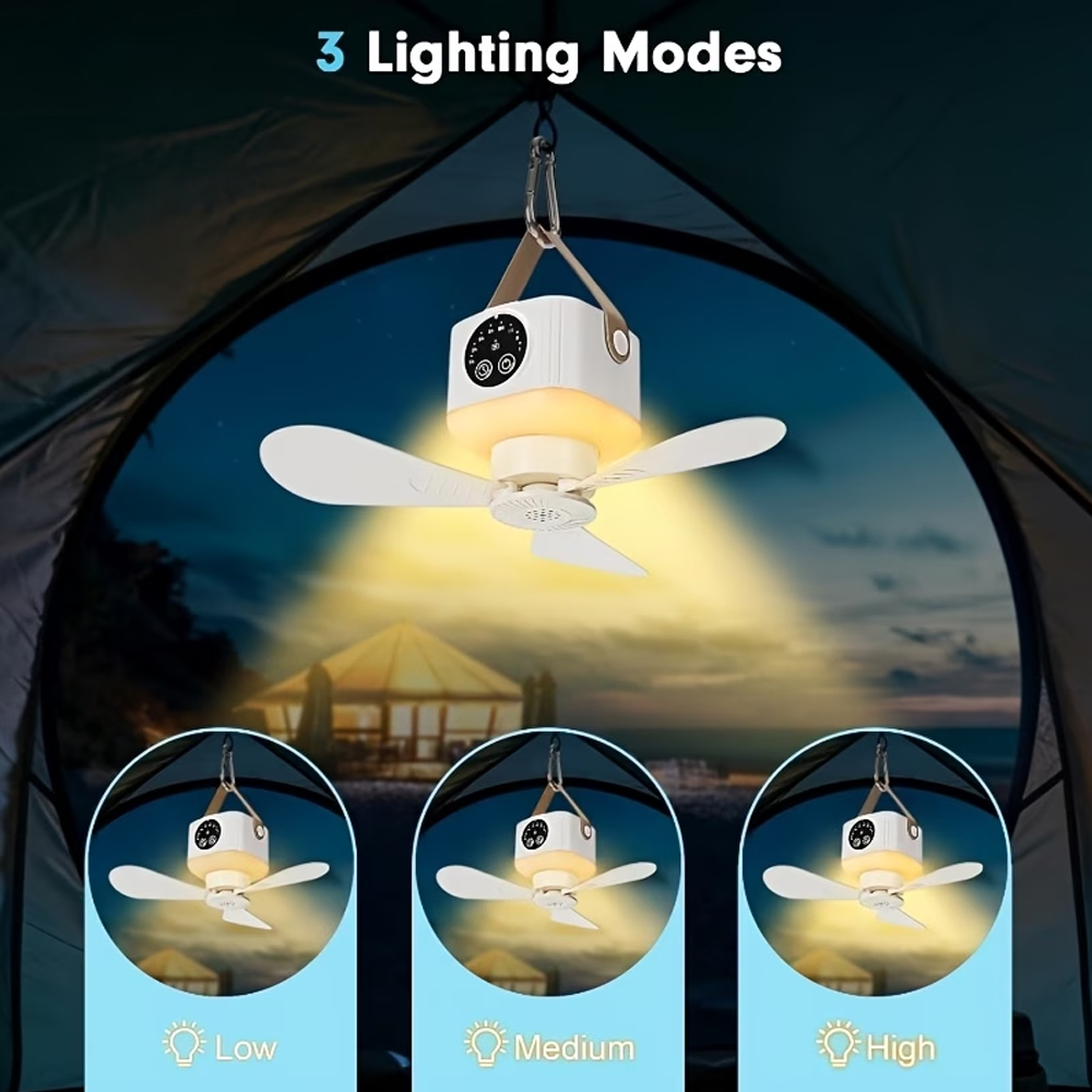 ポータブルシーリングファン ライト付き 3600/7200m - Outdoor Camping Ventilator のレビューと価格