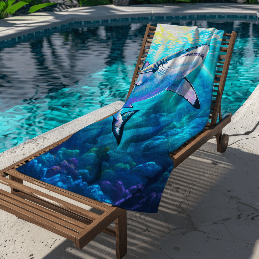 1枚入り サメ柄 砂よけマイクロファイバービーチタオル -  - Camp Towel Microfiber のレビューと価格