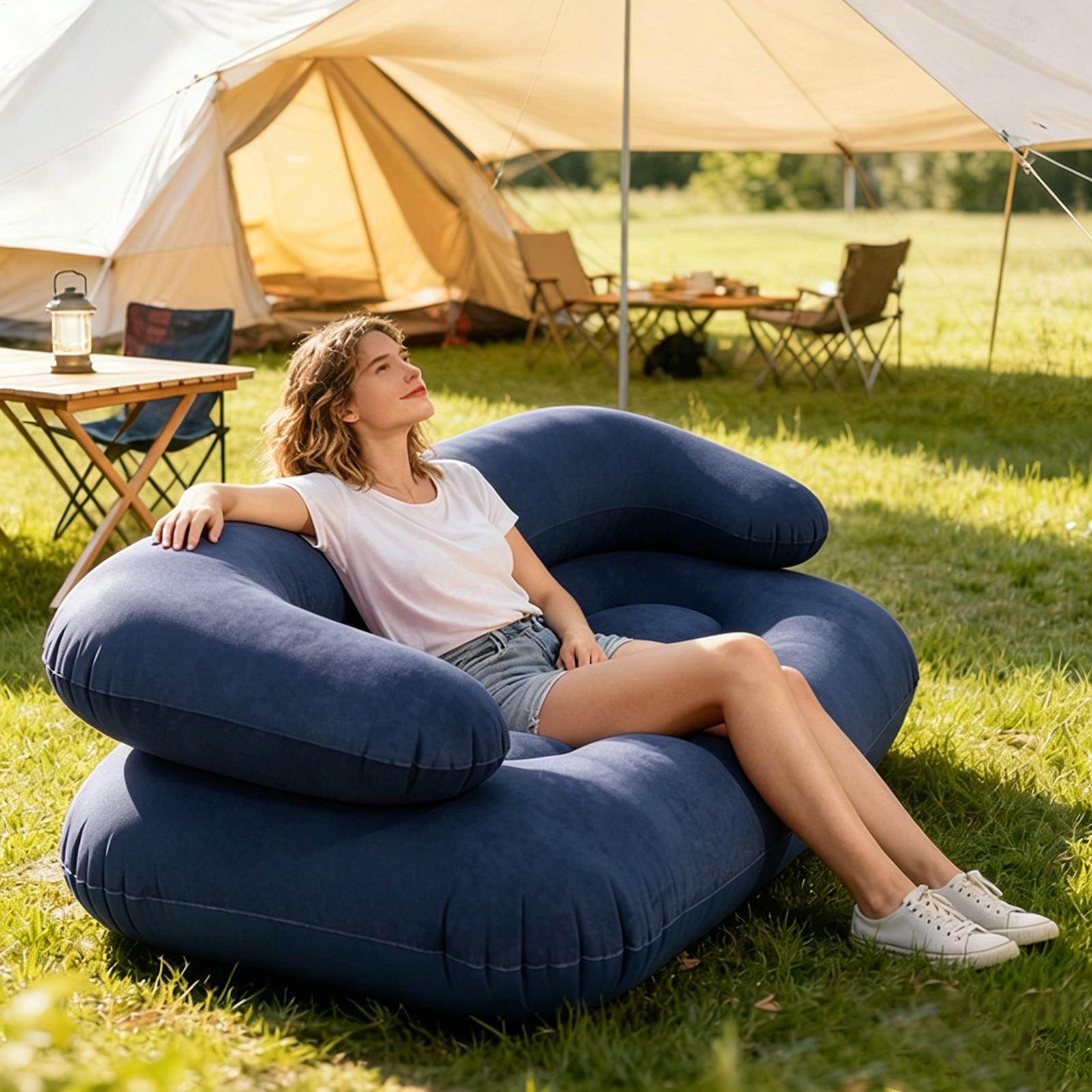 キャンプ用インフレータブルカウチ、折りたたみ式フロッキング加 - Outdoor Camping Decke のレビューと価格