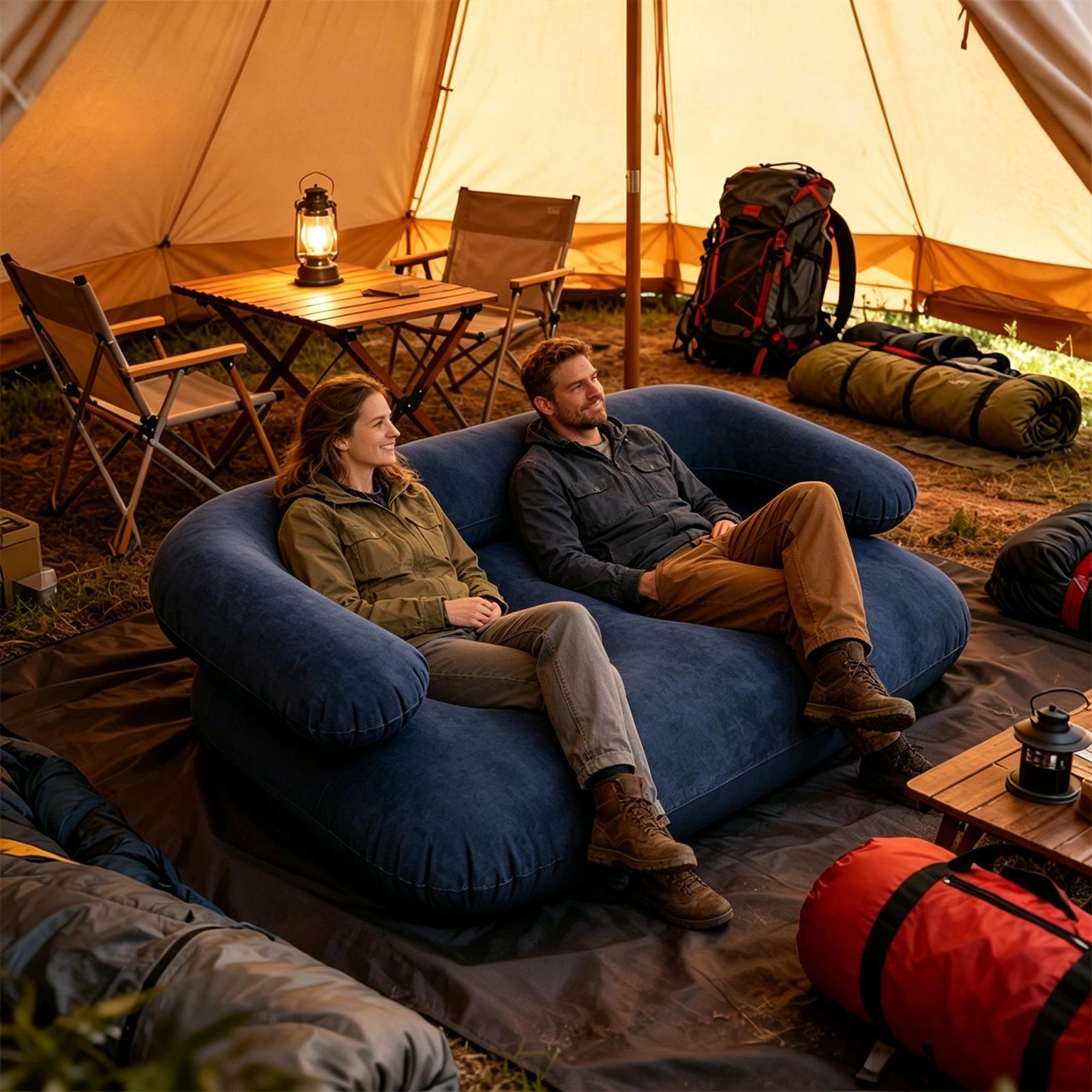 キャンプ用インフレータブルカウチ、折りたたみ式フロッキング加 - Outdoor Camping Decke のレビューと価格