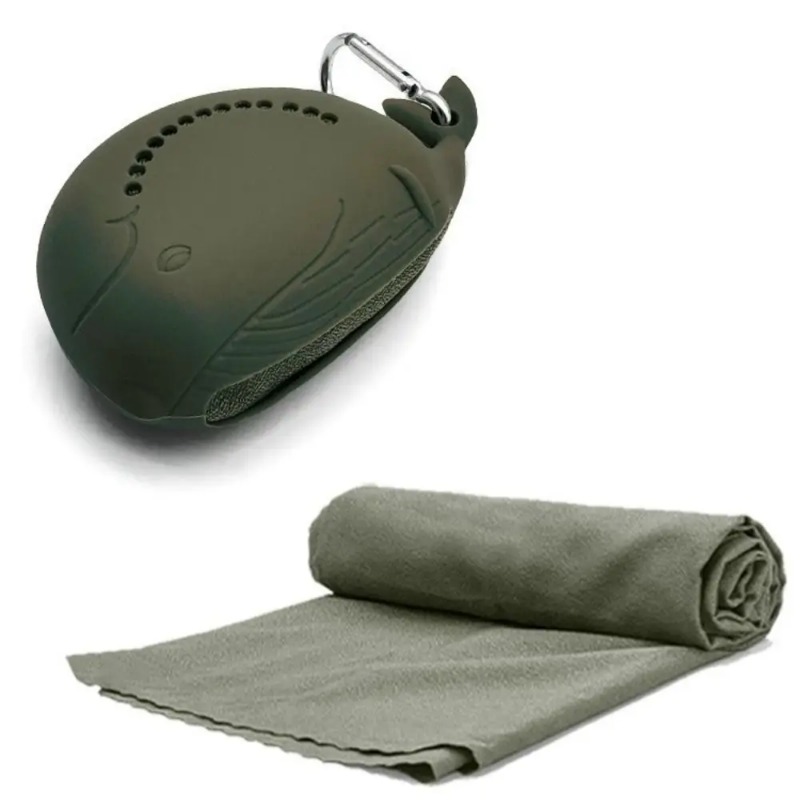 ポータブルシリコンケース＆軽量マイクロファイバー速乾タオル、 - Camp Towel Microfiber のレビューと価格